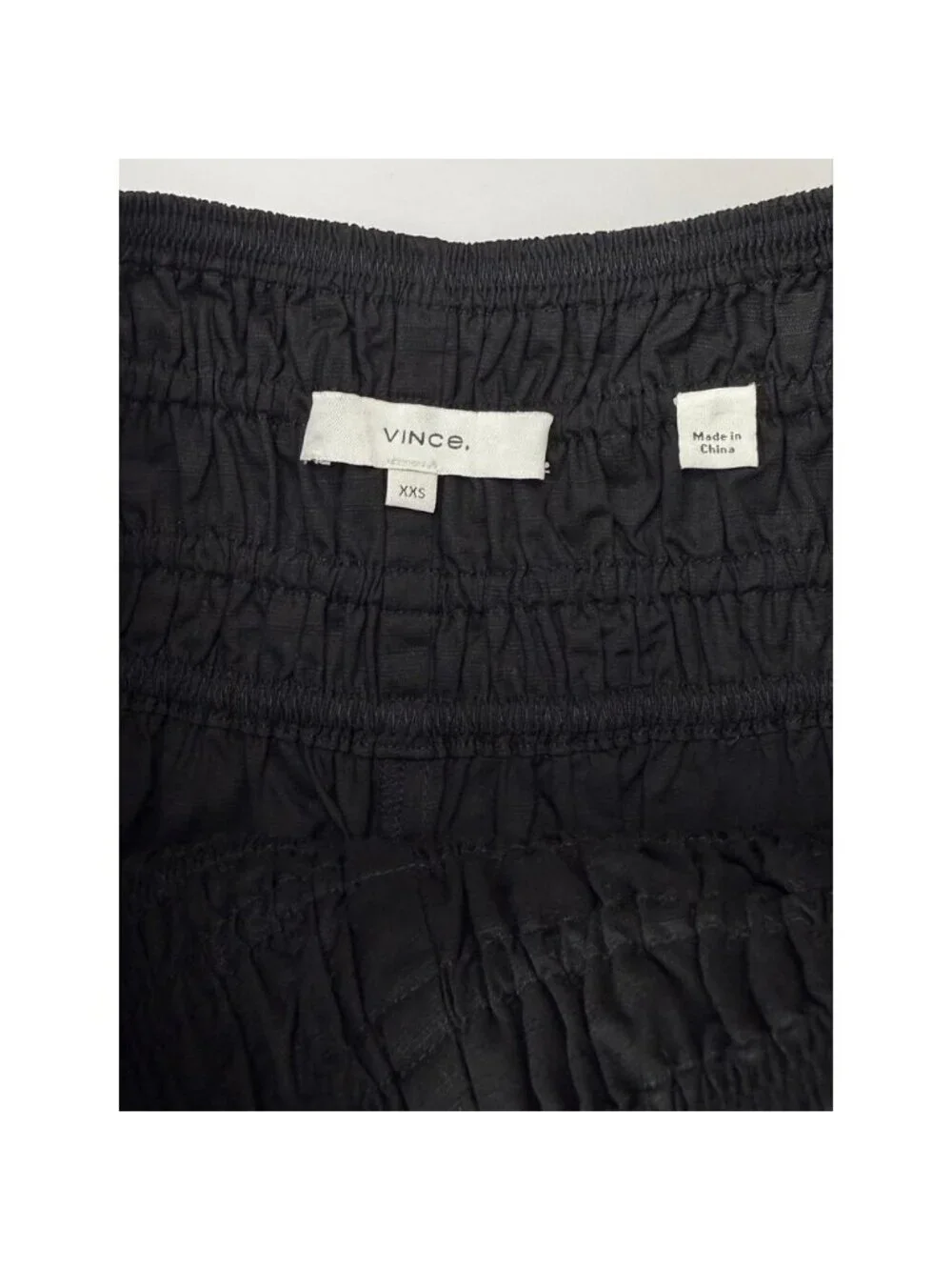 Vince Smocked Cotton Short Black